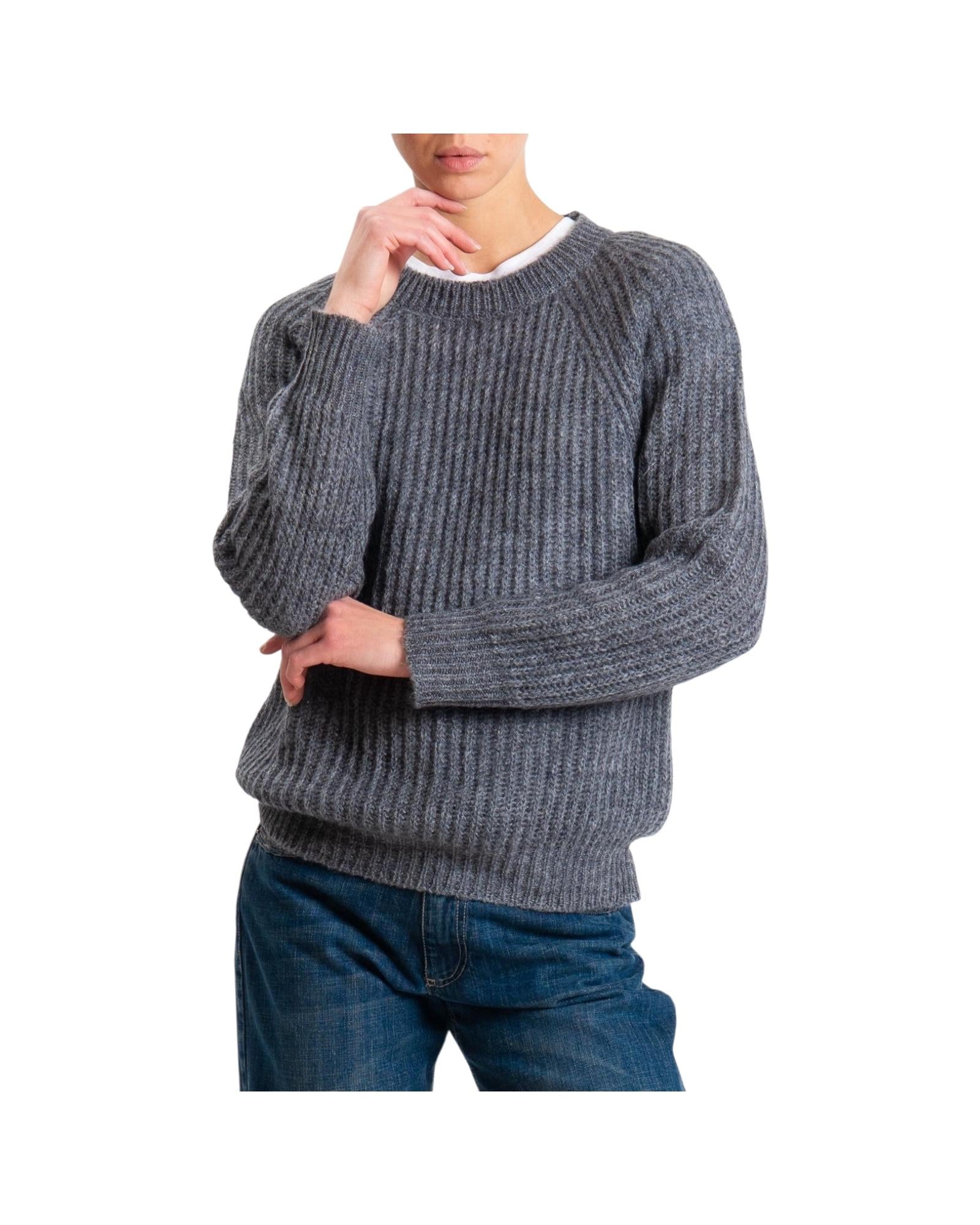 Maglione mohair a coste inglesi Grigio 55086F GRIGIO VICOLO