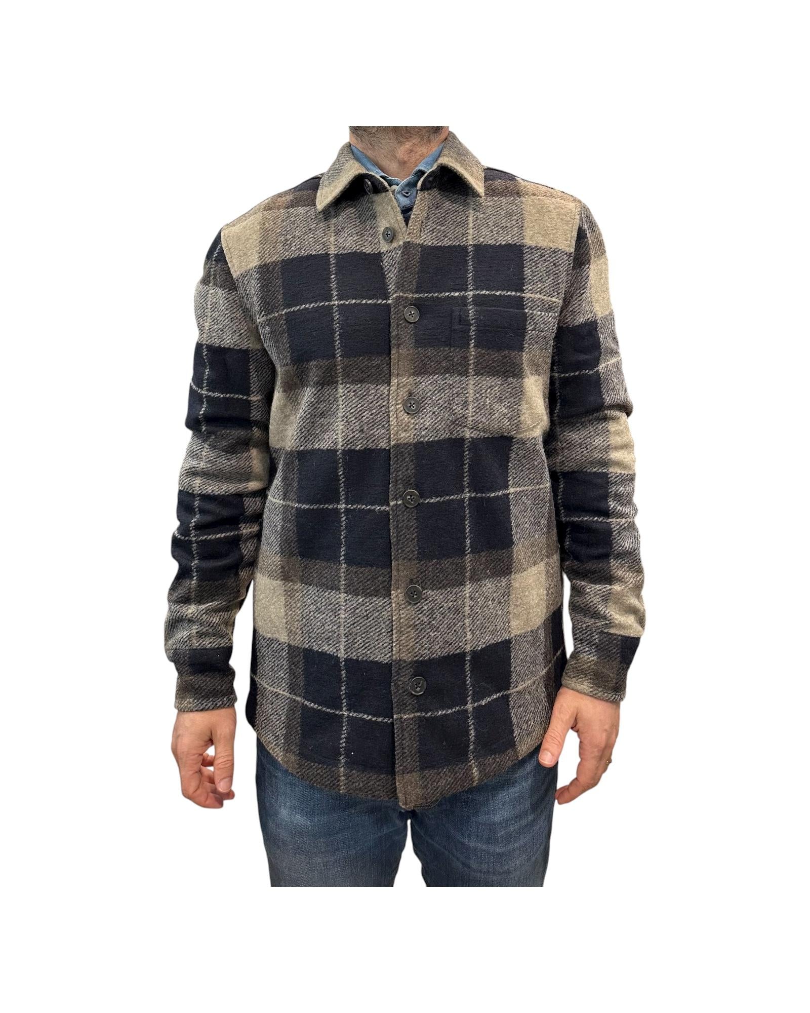Overshirt Check blue greige AU26W27JK FLA968 BLUE GREIGE Alley docks 