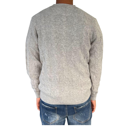 Maglione girocollo in lana merinos Grigio M010439 193 BLU CASHMERE 