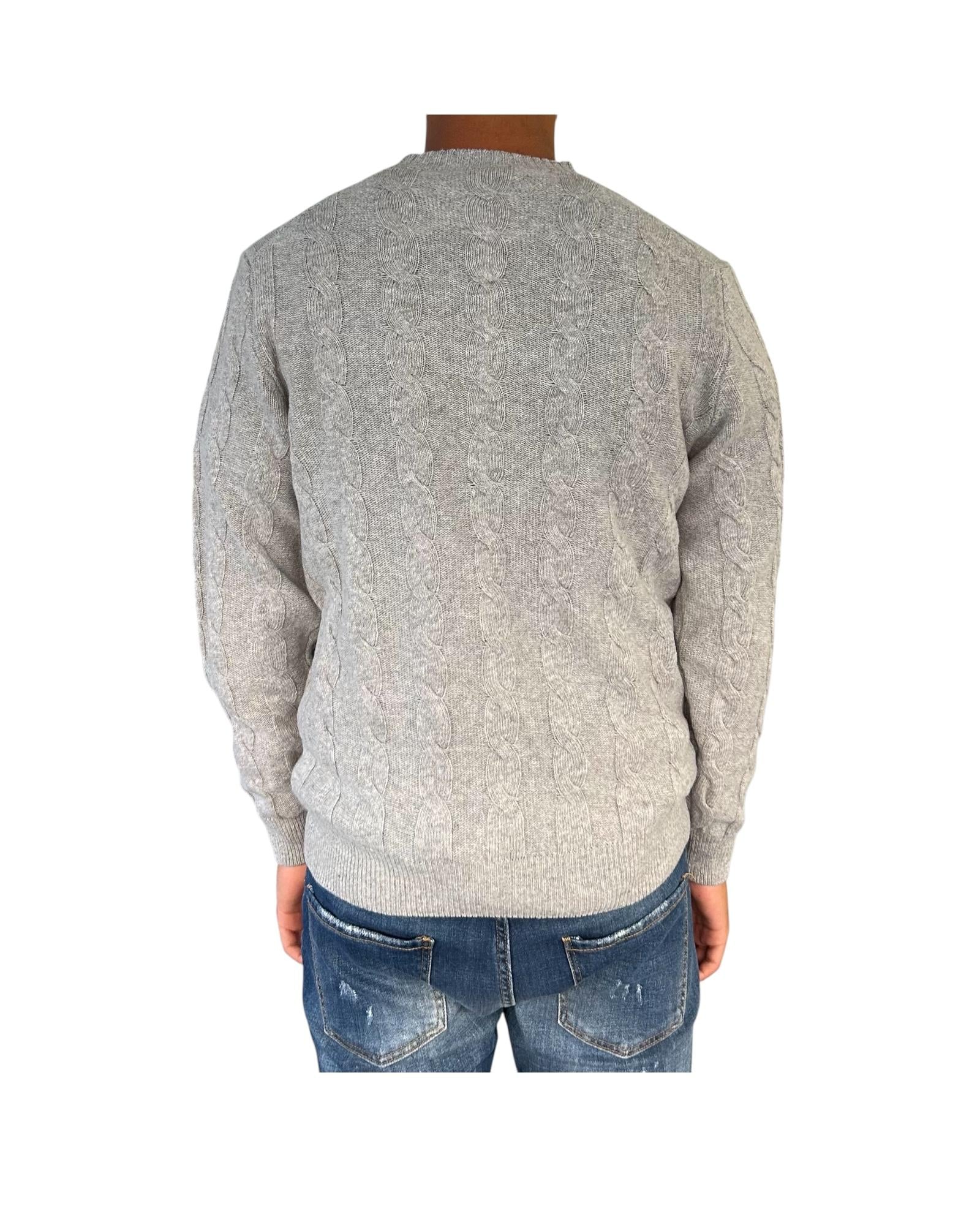 Maglione girocollo in lana merinos Grigio M010439 193 BLU CASHMERE 