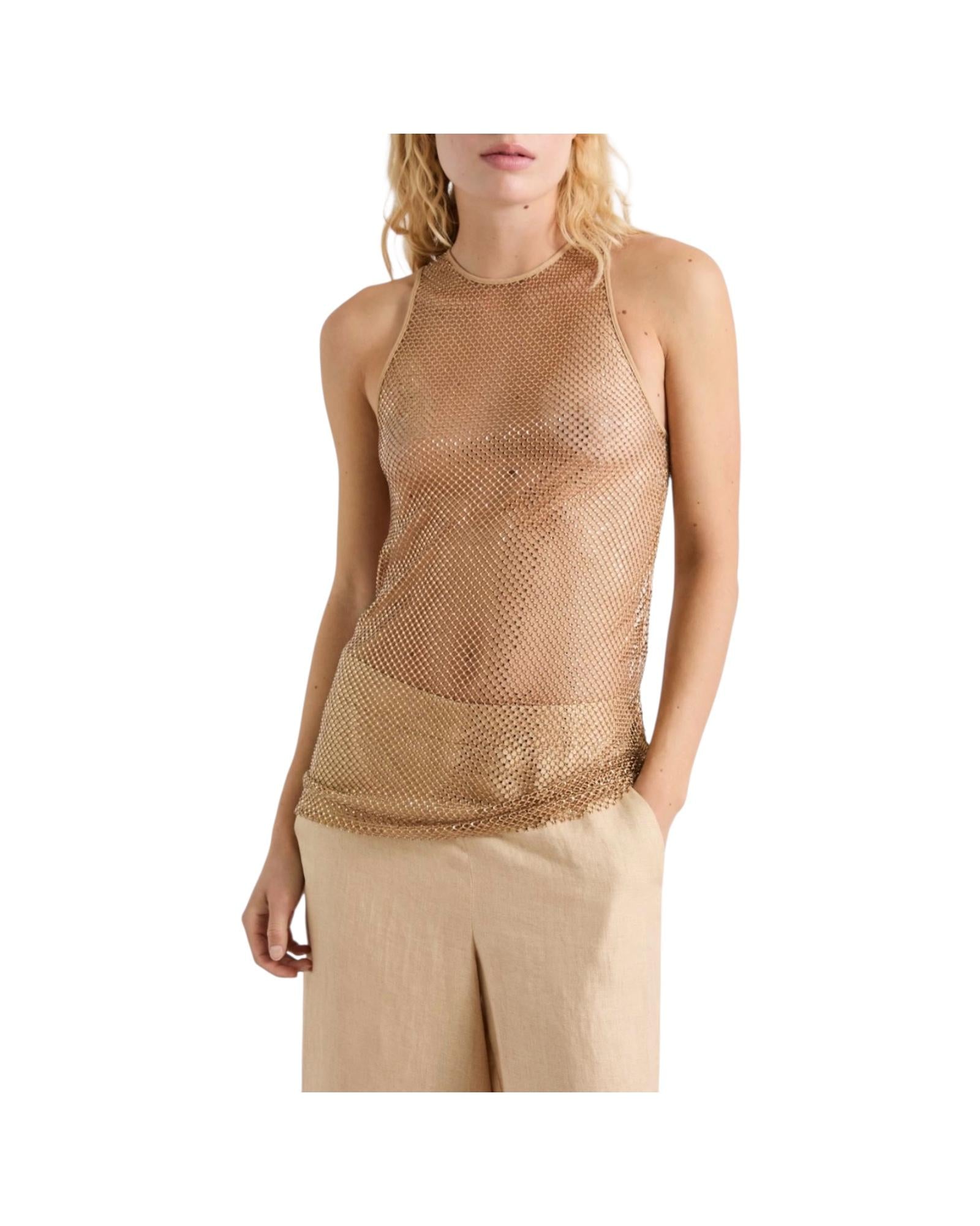 Top in rete con strass Miele DRY 001 MARELLA 