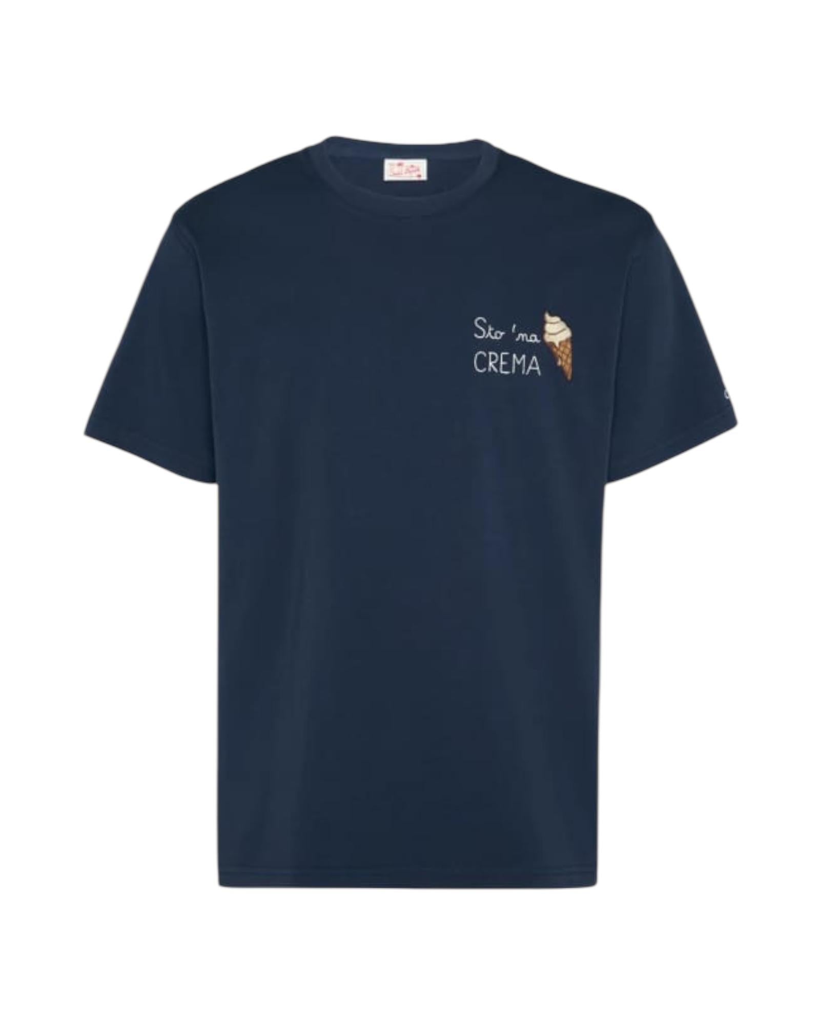 T-Shirt in jersey di cotone con ricamo Sto 'na crema POT0001 01231H MC2 SAINT BARTH 