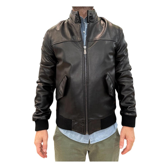 Giubbotto Bjon in nappa Nero BJON NAPPA NERO BLUsotto 