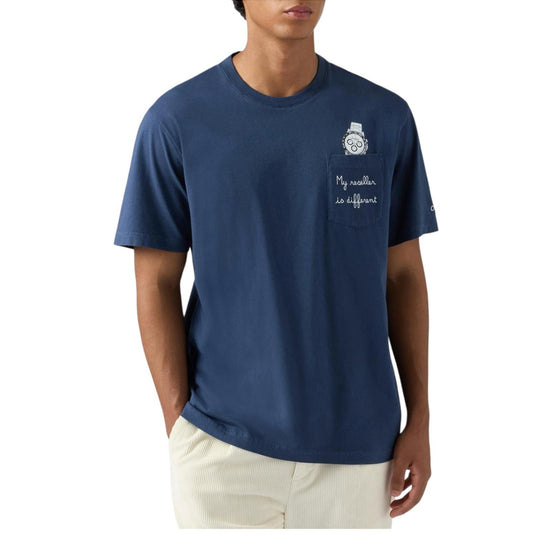 T-shirt in cotone Blu con ricamo My reseller is different CONR0001 02981I MC2 SAINT BARTH 