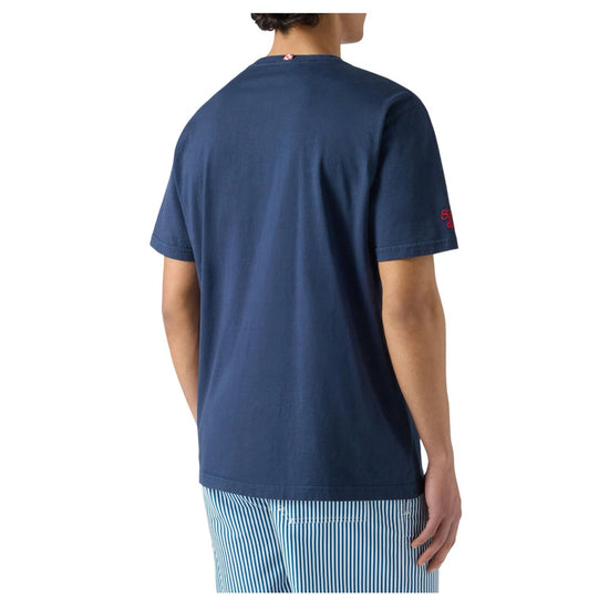 T-shirt Portofino blu con ricamo L'estate Sta Finendo POT0001 04535L MC2 SAINT BARTH 