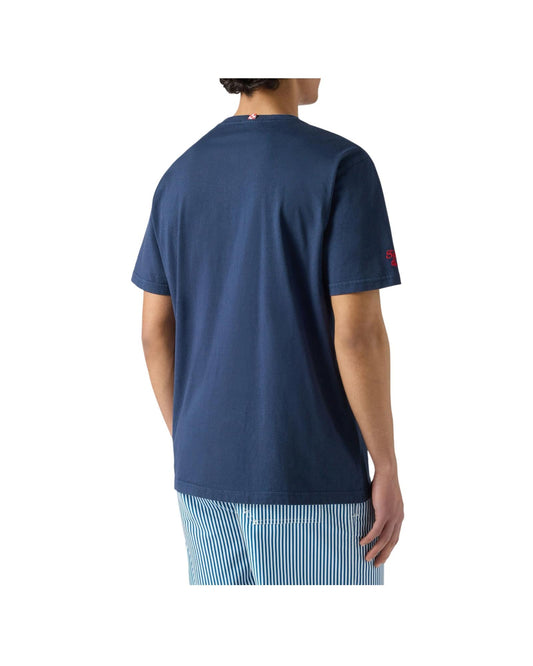 T-shirt Portofino blu con ricamo L'estate Sta Finendo POT0001 04535L MC2 SAINT BARTH 