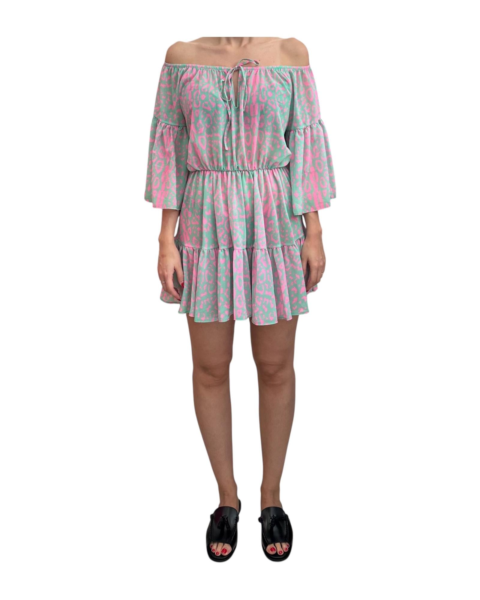 Vestito corto con volant Rosa e Celeste FK24-1368X02 UNICA F**K 