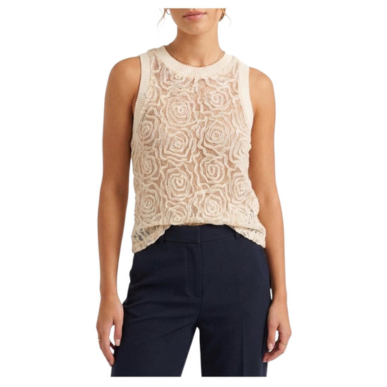 Top in pizzo lavorato Burro RNO Q037 11 HAVEONE 