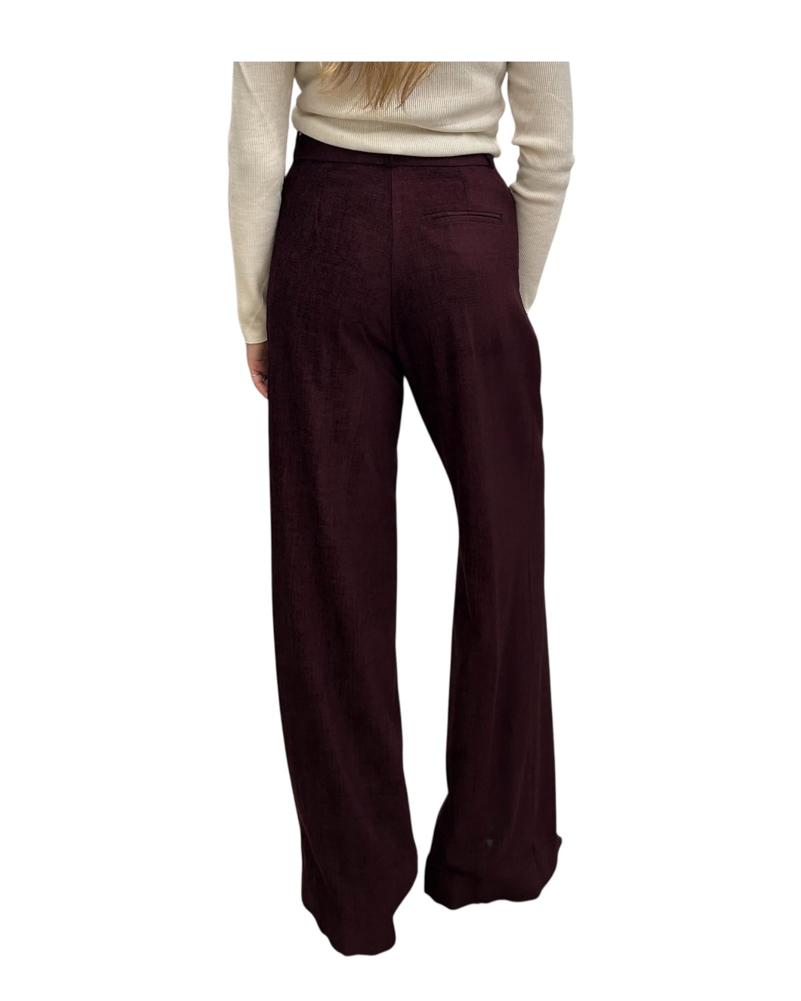 Pantalone Palazzo in velluto lavorato Bordeaux PCB P033 072 haveone 