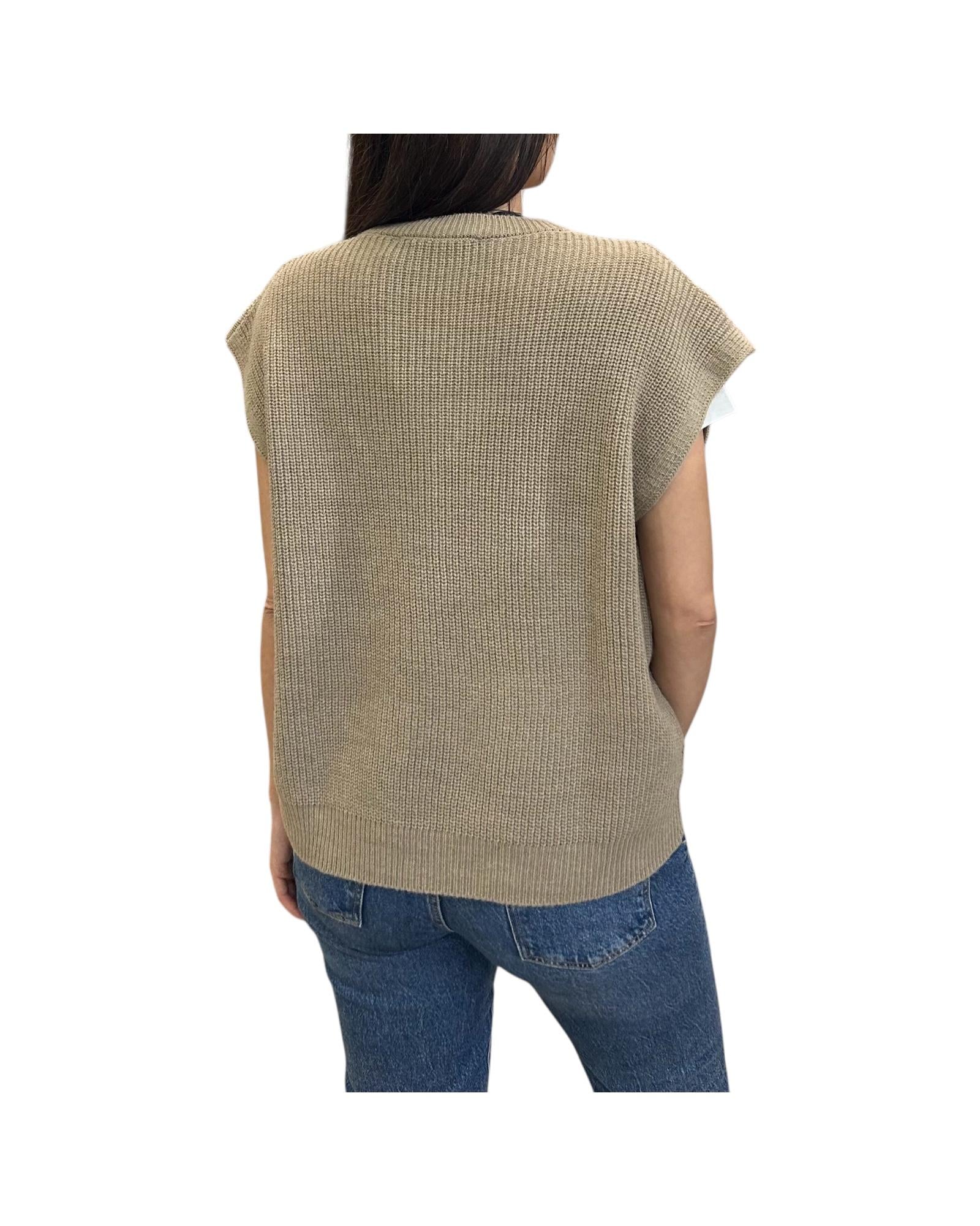 Gilet scollo a V costa inglese Beige LFP P050 BEIGE haveone 