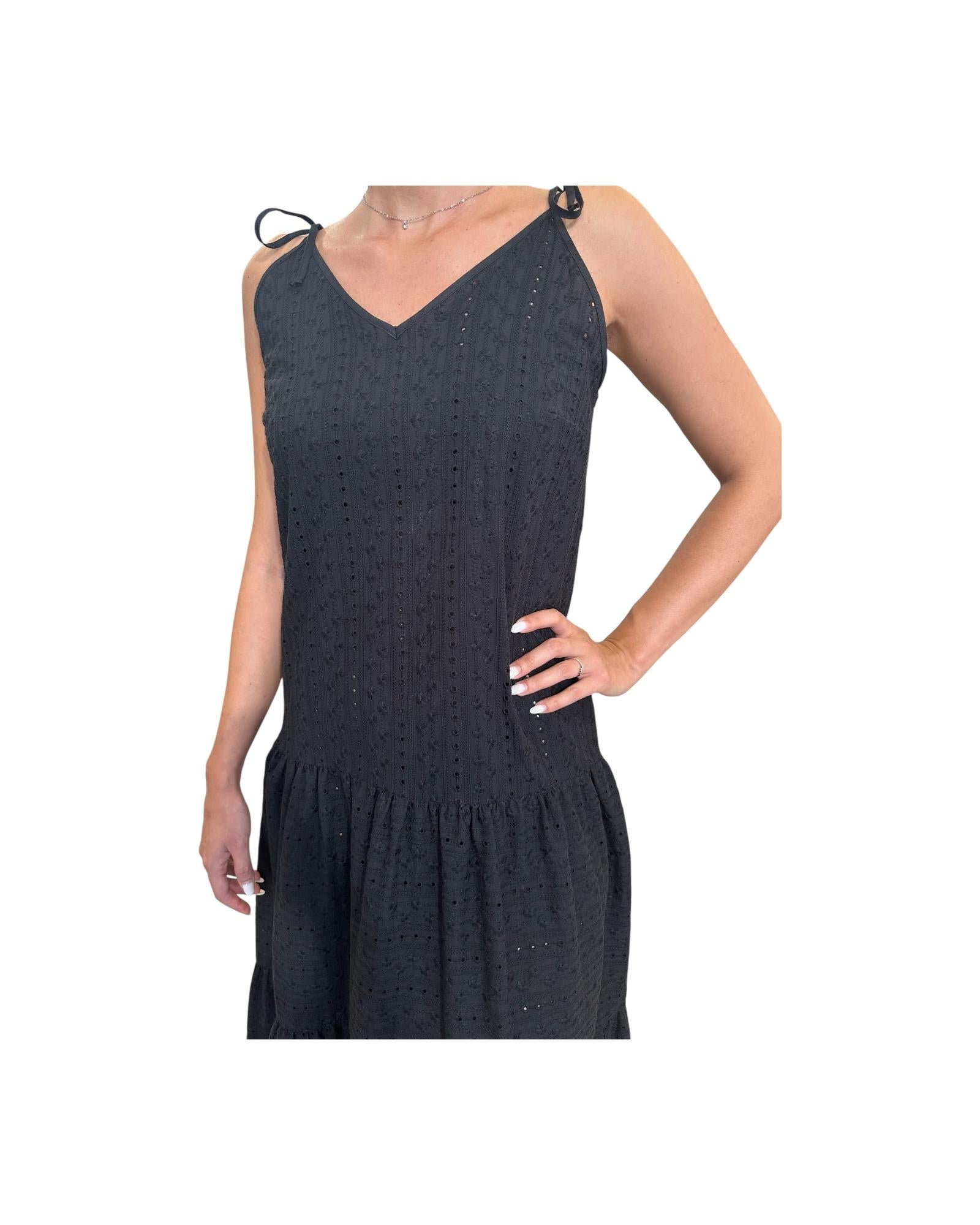 Vestito Pizzo san gallo Nero D726 MARTINA 2 MISS BASTONCINO 