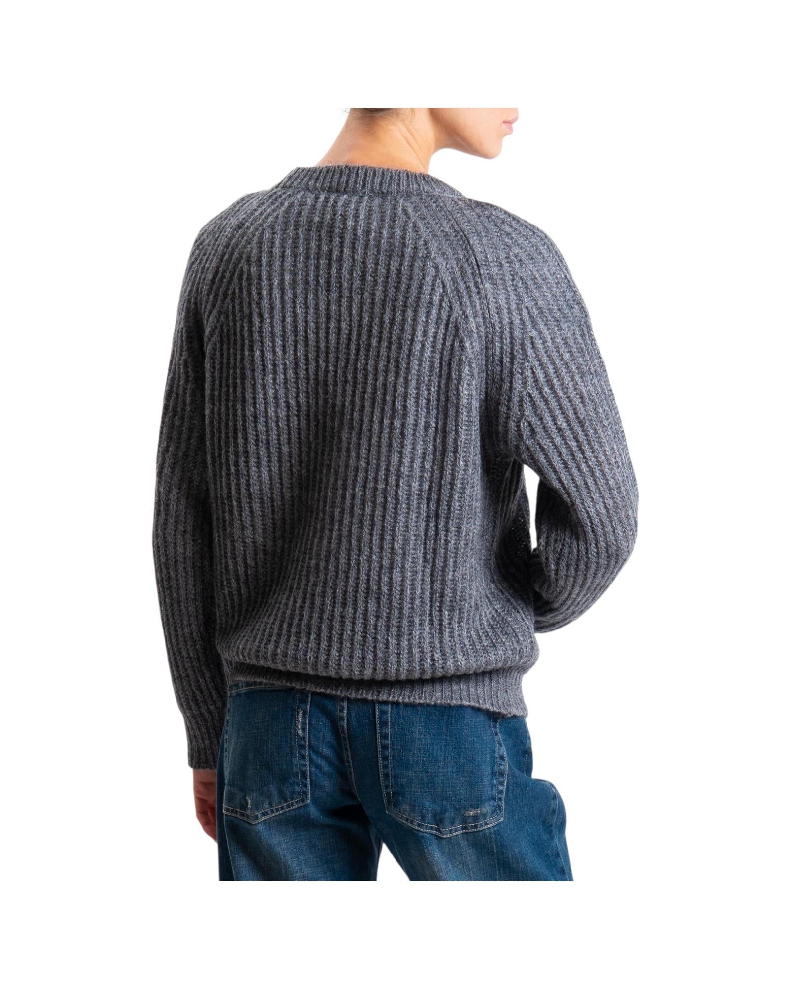 Maglione mohair a coste inglesi Grigio 55086F GRIGIO VICOLO 