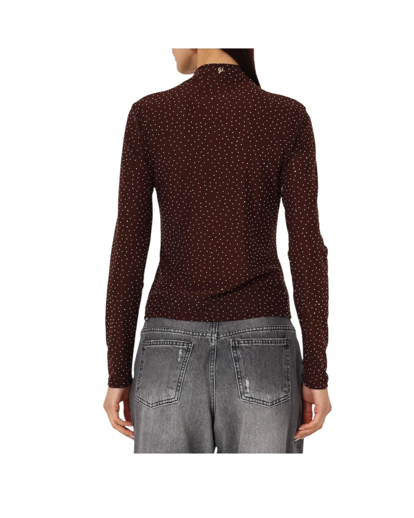 Maglia con strass Marrone D01E0998 MARRONE Philia loft 