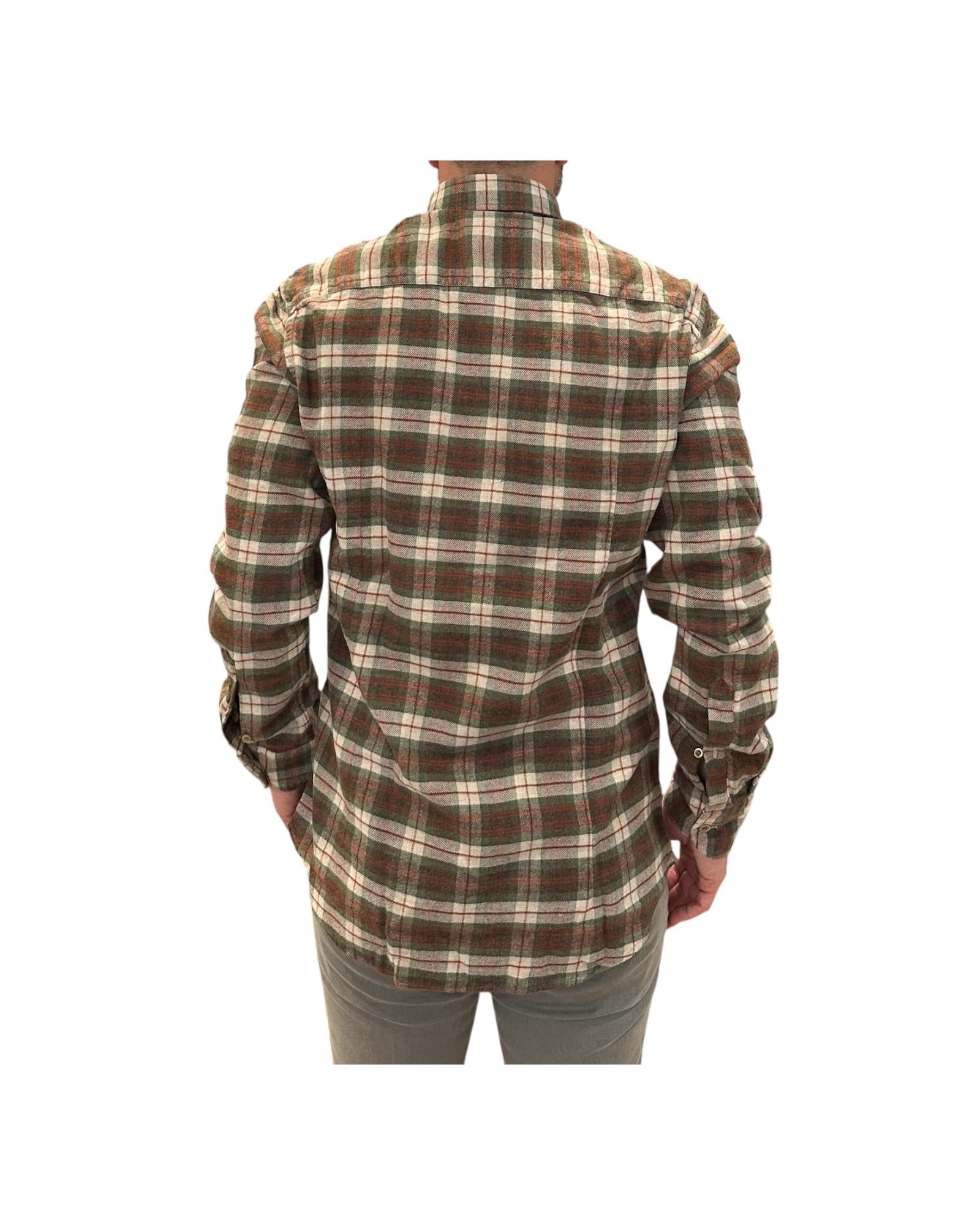 Camicia Uomo in cotone Check verde B4482 1 BASTONCINO 