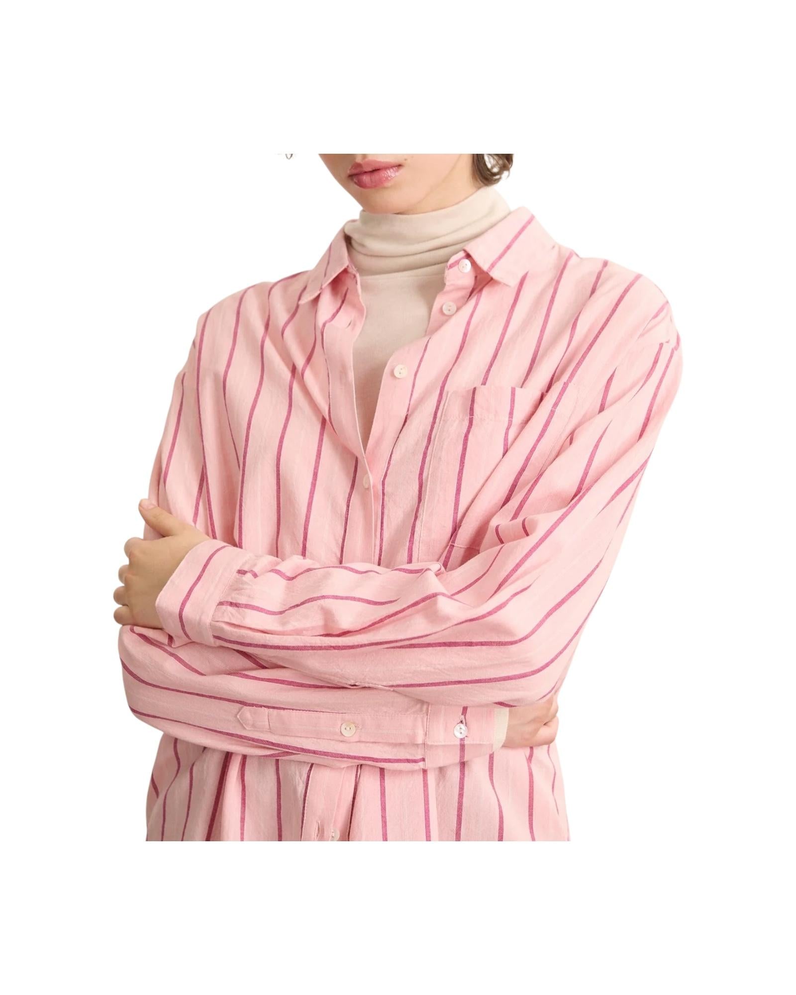 Camicia Berta a righe Rosa 2061 BERTA ROSE GARANCE PARIS 
