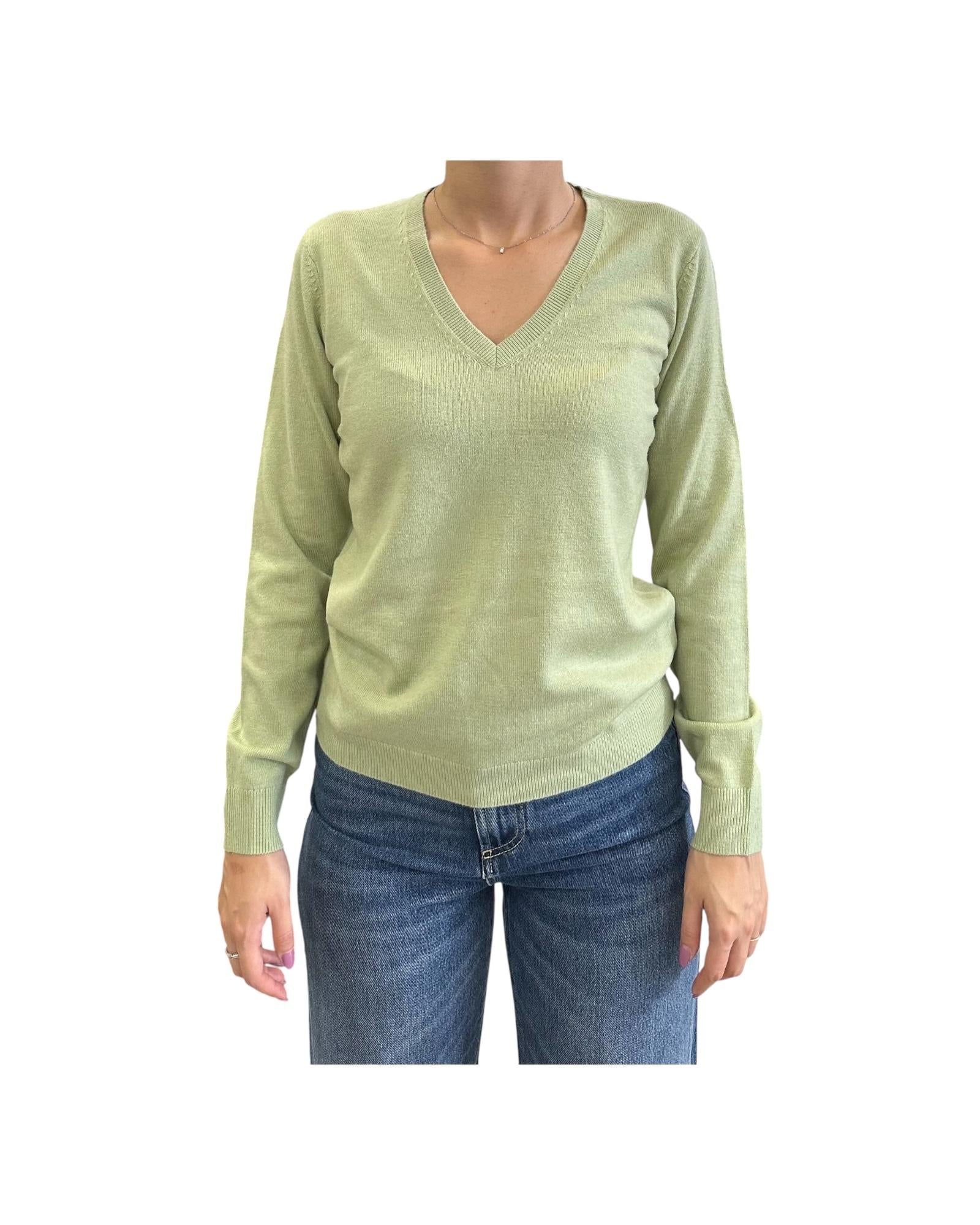 Maglione scollo a V Salvia 97621 050 CAVALIERI MILANO 
