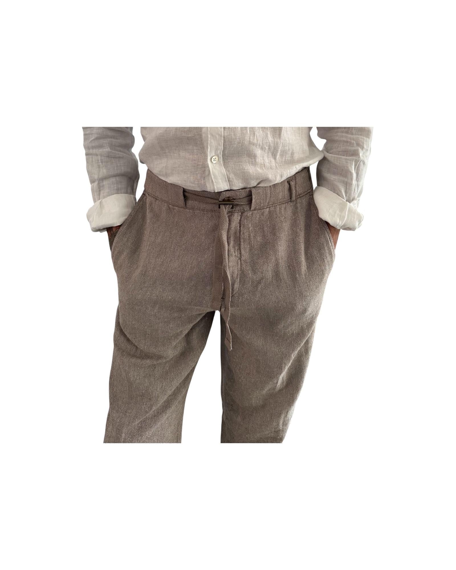 Pantalone misto lino Coffee Brown AU25S31PA PA1432 COFFEE BROWN Alley docks 