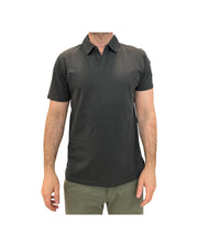 Polo uomo Long Island Fiammata senza bottoni, Faded black