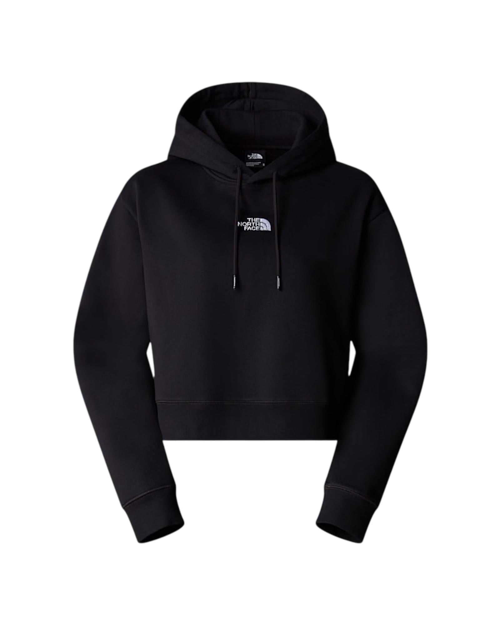 Felpa con cappuccio corta in vita Essential Black NF0A89EX BLACK THE NORTH FACE 