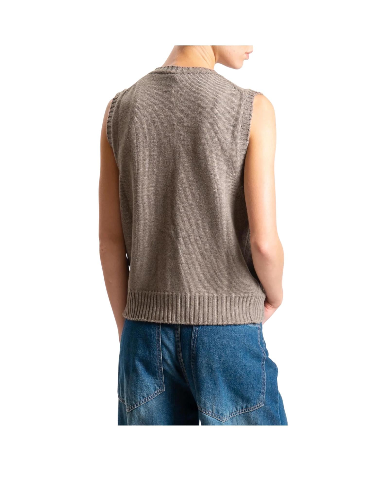 Gilet misto cashmere con tasche Tortora 77250F TORTORA haveone
