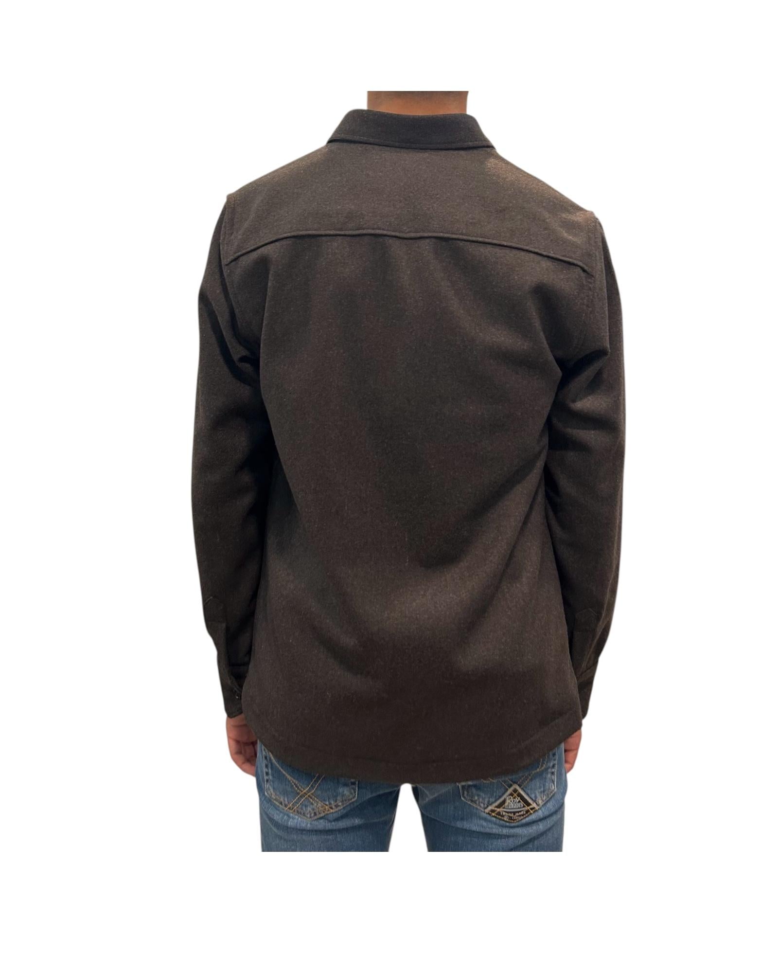 Overshirt in lana Marrone FIL3121 3 BASTONCINO 