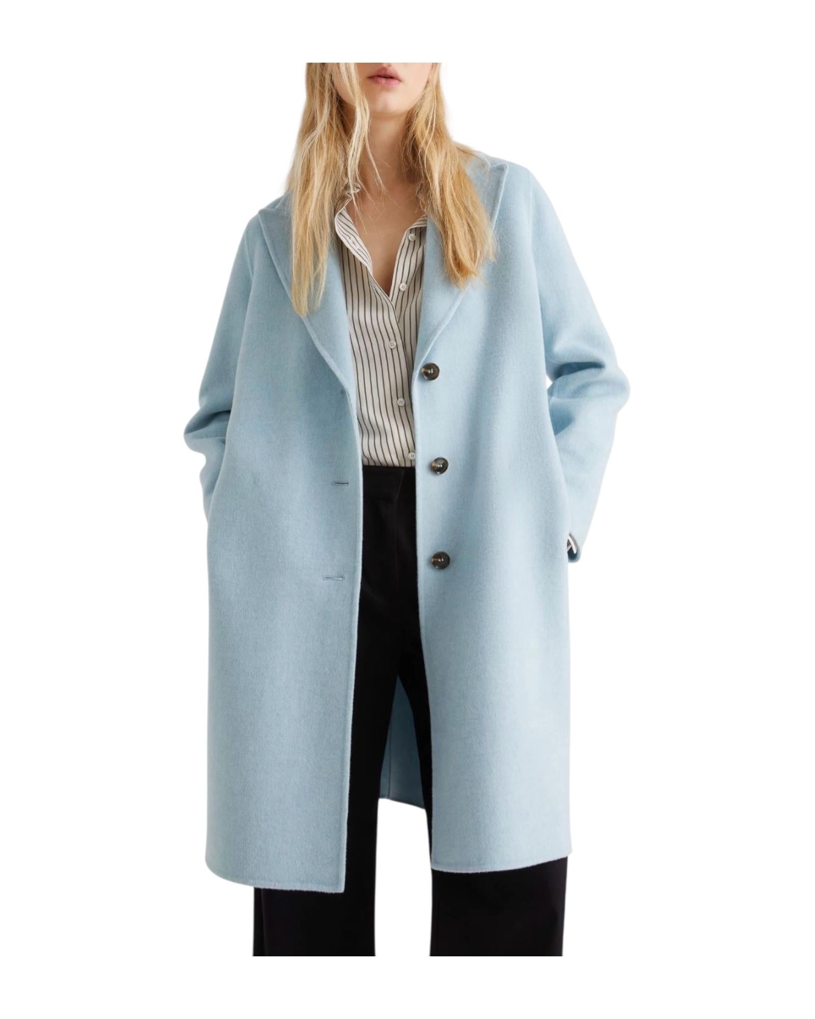 Cappotto in double di misto lana Celeste polvere POLKA 002 MARELLA