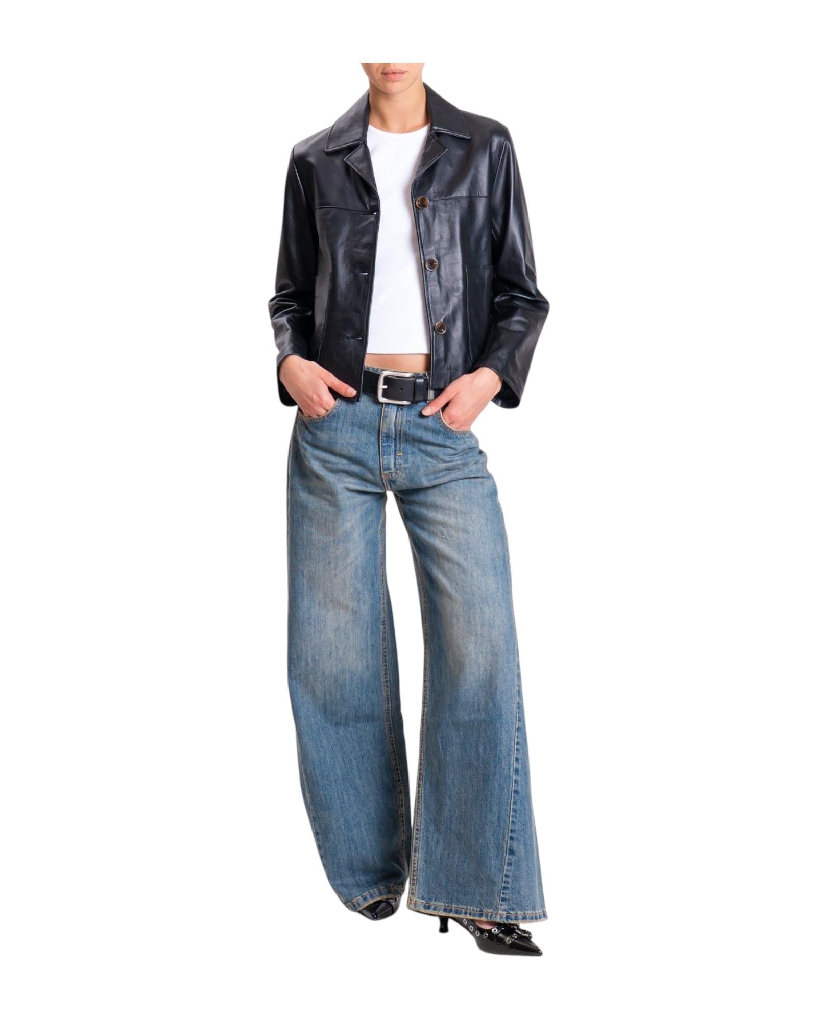 Giacca in vera pelle Nero TF0327 NERO VICOLO 