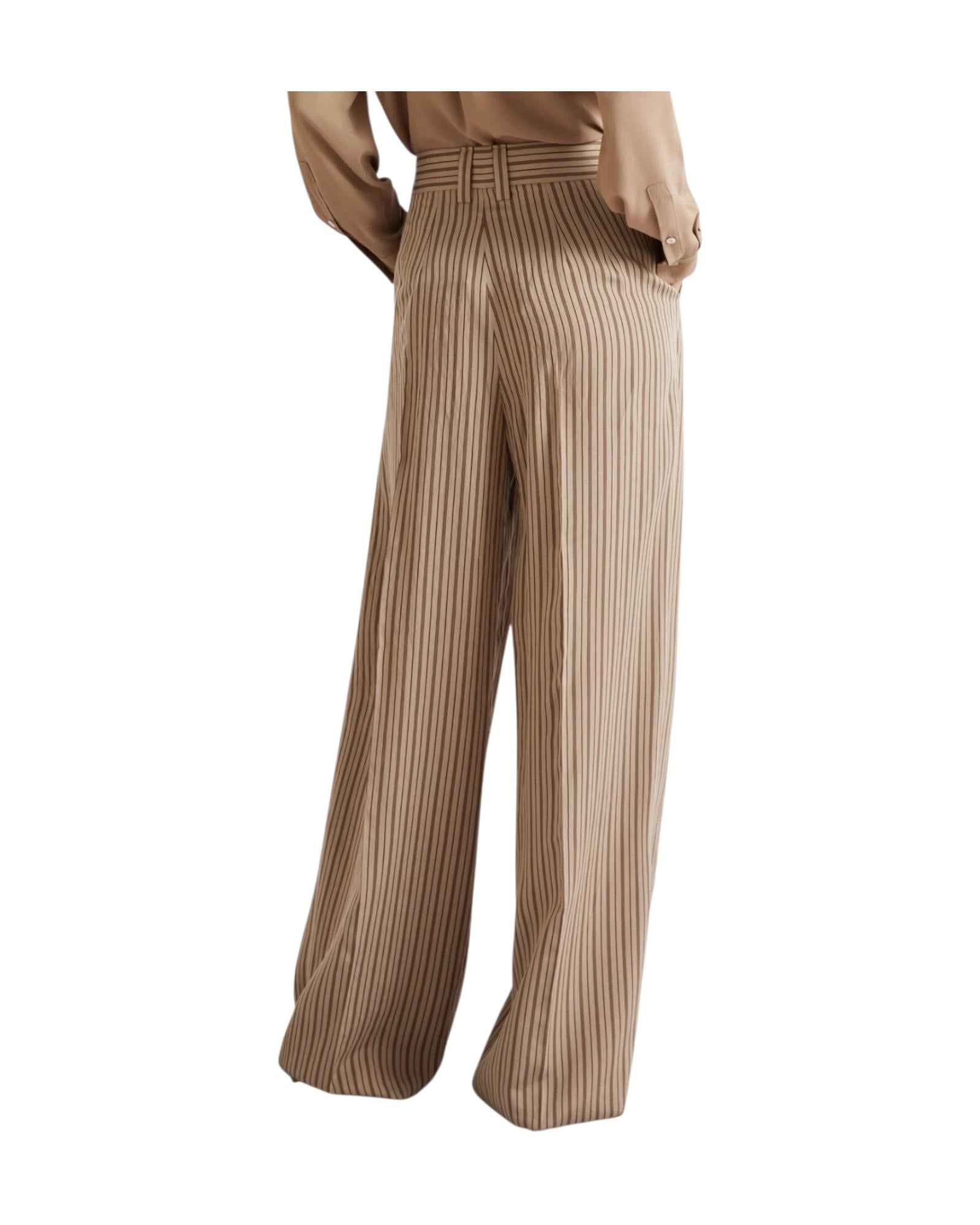 Pantalone palazzo in viscosa riga Testa di moro ORDINE 001 MARELLA 