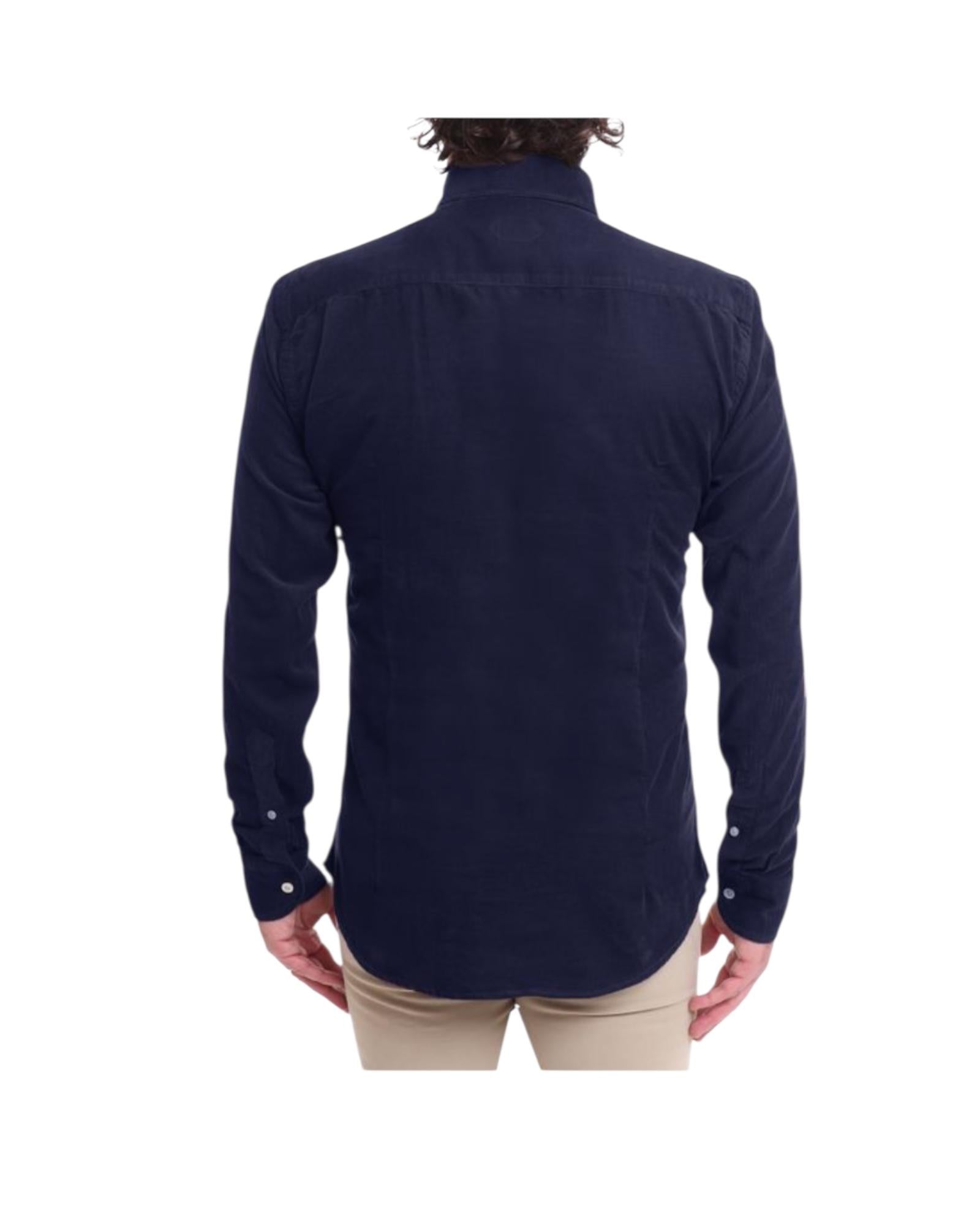 Camicia uomo velluto mille righe Blu B1683 9 BASTONCINO 