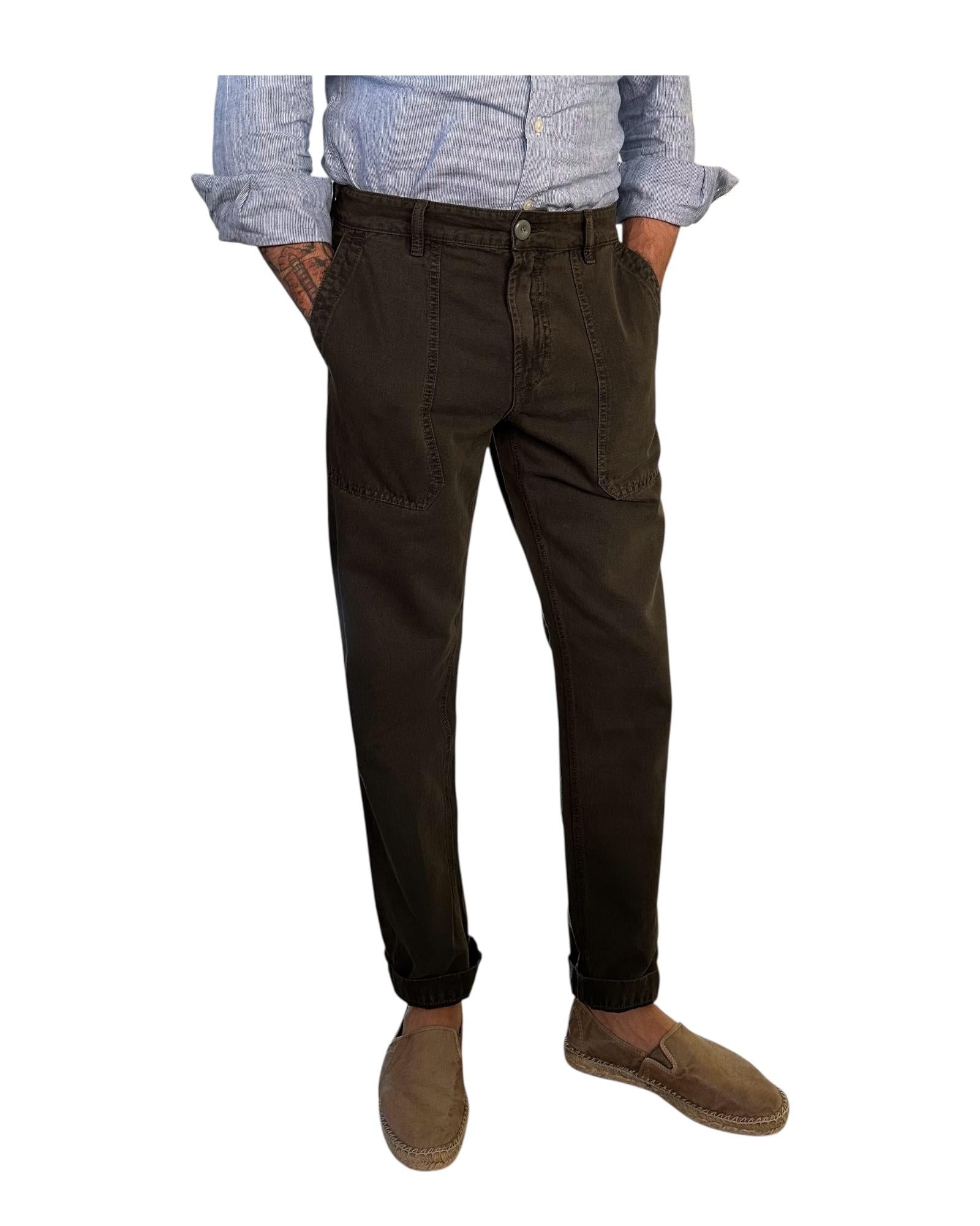 Pantalone Wembley Bull Misto Lino Arm 030 WEMBLEY BULL MISTO LINO ARMY MODFITTERS 