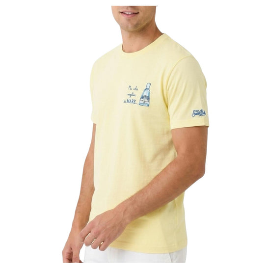 T-Shirt gialla con ricamo Ma che voglia di mare POT0001 04494L MC2 SAINT BARTH 