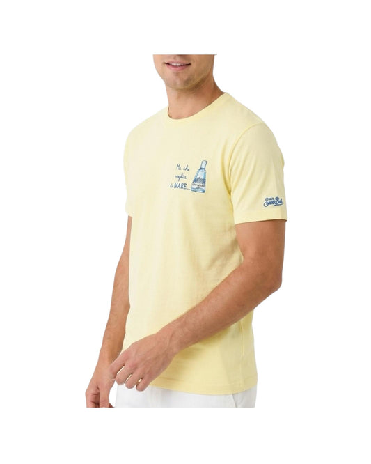 T-Shirt gialla con ricamo Ma che voglia di mare POT0001 04494L MC2 SAINT BARTH 