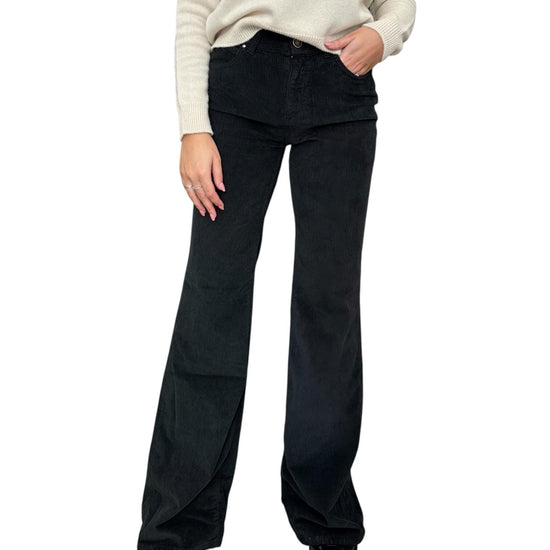 Pantalone Eos a zampa in velluto Nero EOS 5 NERO God save denim 