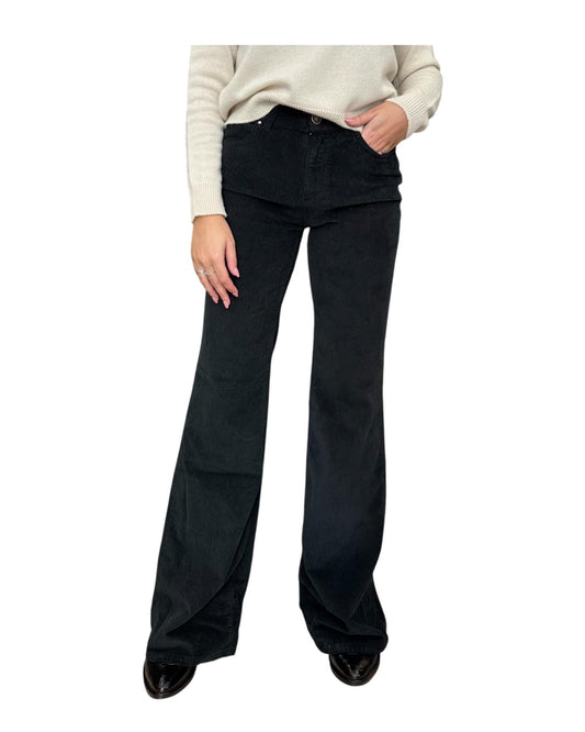 Pantalone Eos a zampa in velluto Nero EOS 5 NERO God save denim 