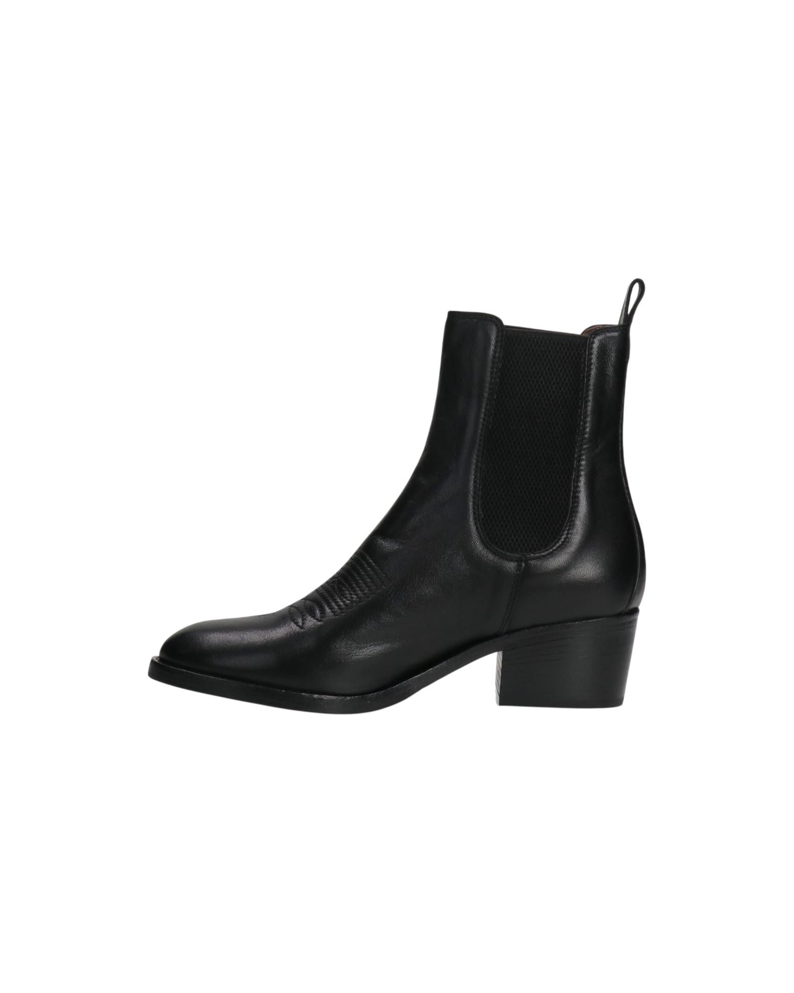 Stivaletto texano in vera pelle Nero TEXANO NERO NERO Duccio del duca 