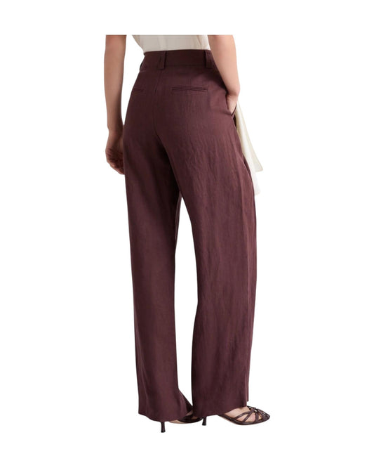 Pantalone in lino lavato Marrone RETE 001 MARELLA 