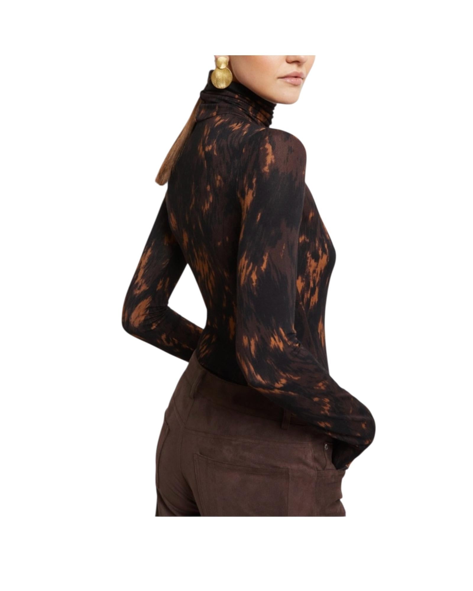 Dolcevita in viscosa stampata RLE DM8147 NERO MARRONE OTTOD'AME 