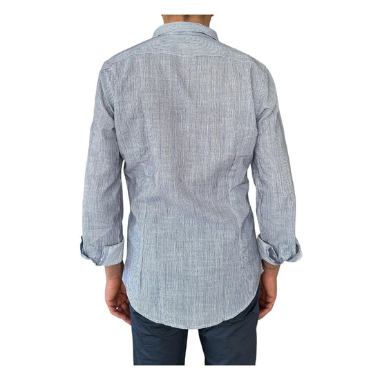 Camicia Uomo misto lino righe bianco blu CAMICIE COTONE LINO RIGHE BIANCO BLU RE.VI.VAL 