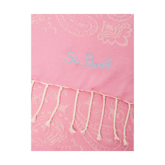Telo mare in cotone jacquard con fantasia Bandana Rosa FOUT009 02704L MC2 SAINT BARTH 