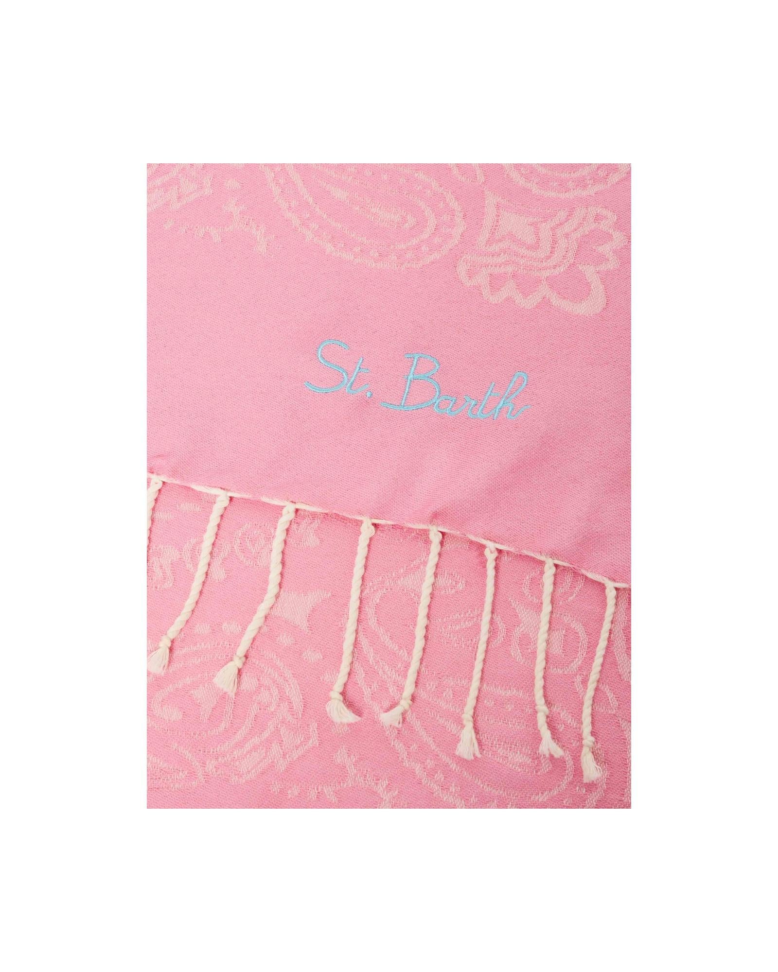 Telo mare in cotone jacquard con fantasia Bandana Rosa FOUT009 02704L MC2 SAINT BARTH 
