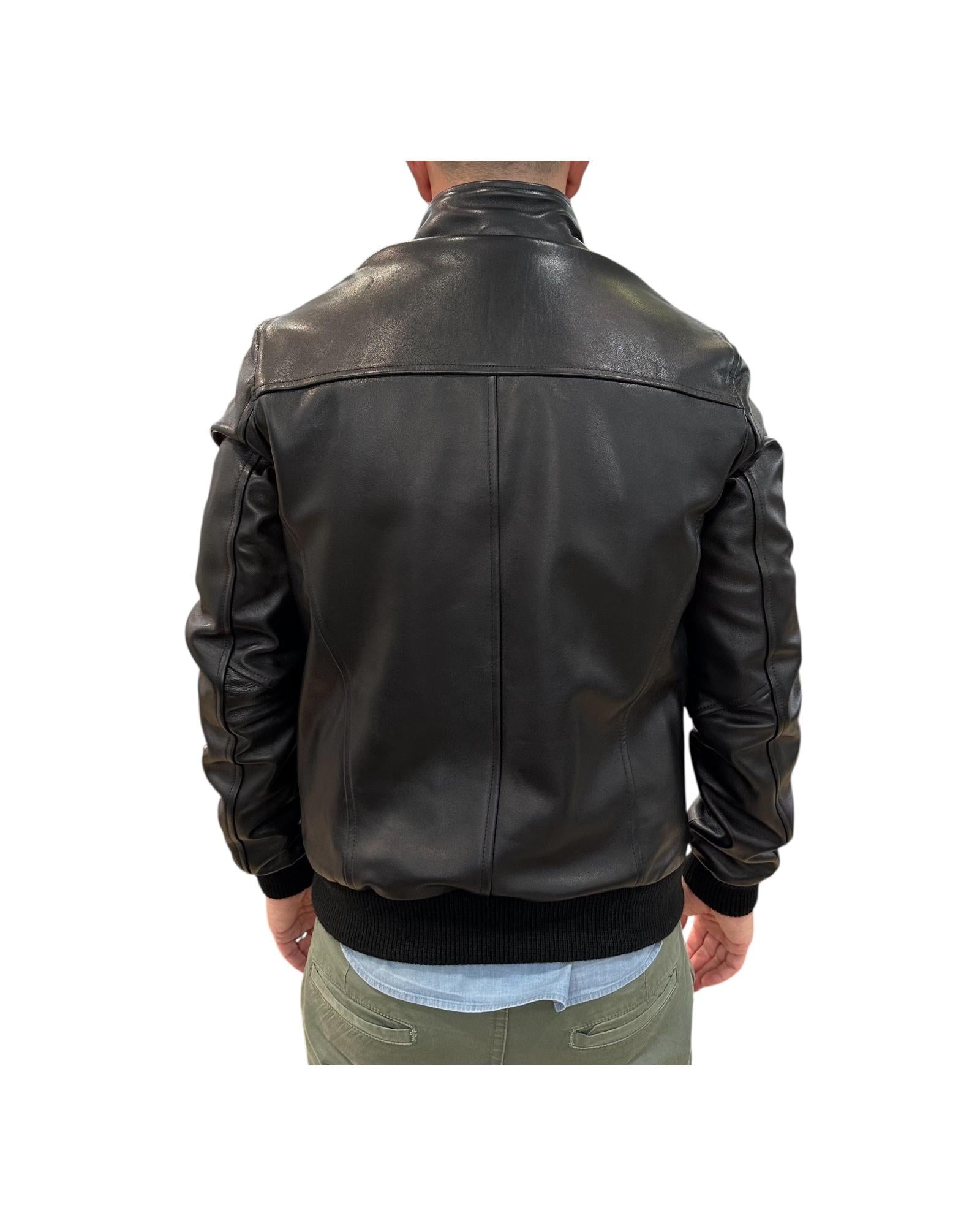 Giubbotto Bjon in nappa Nero BJON NAPPA NERO BLUsotto 