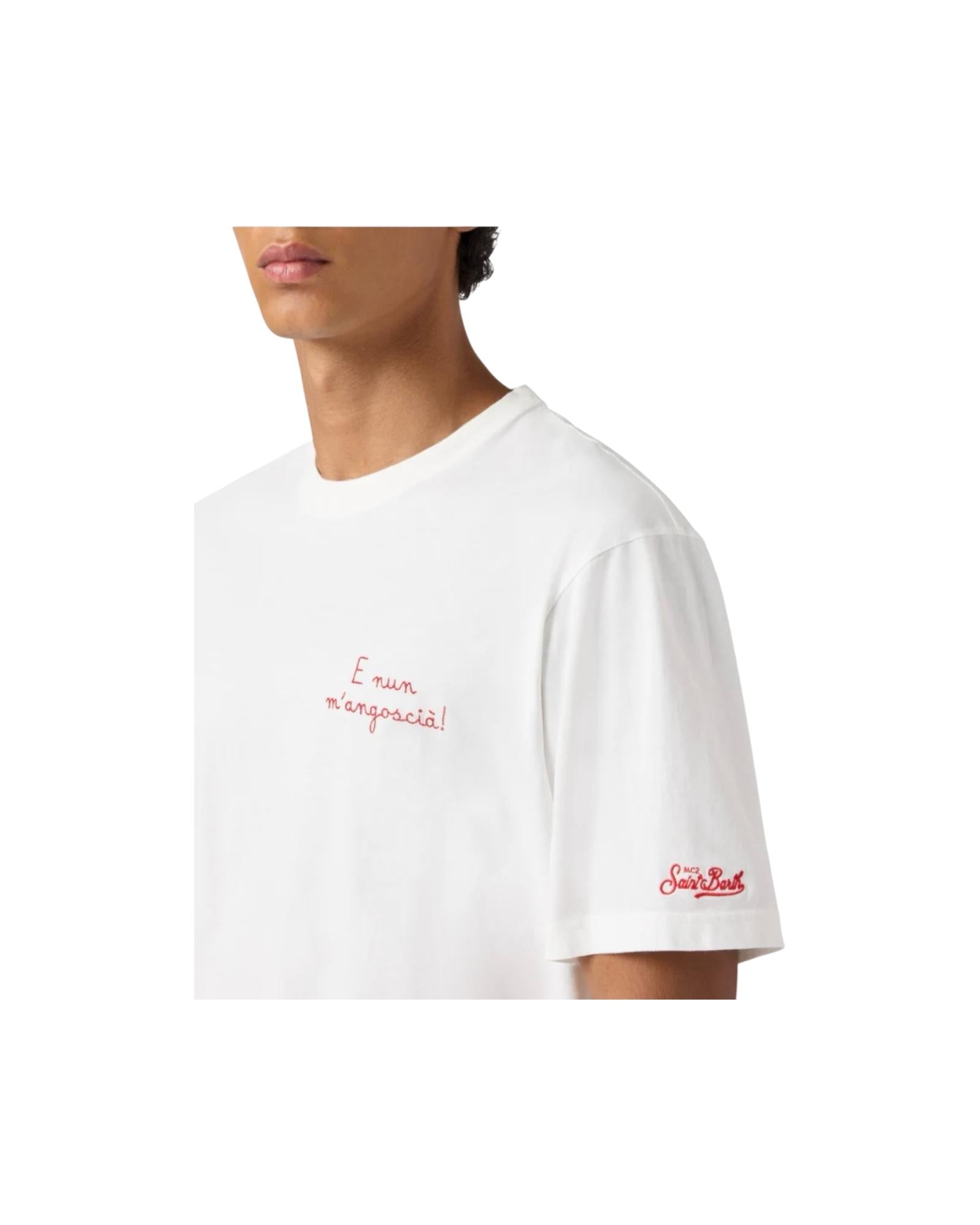 T-shirt in cotone invernale con ricamo E nun m'angoscià ARN0004 02225I MC2 SAINT BARTH 