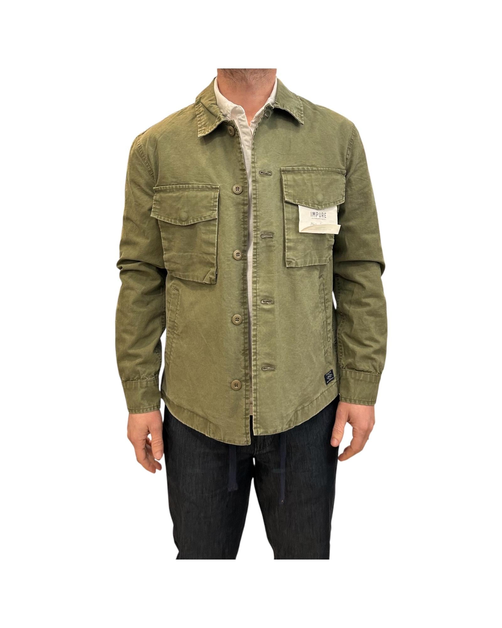 Overshirt in cotone Wash Military green GATOR SLBC03 IMPURE