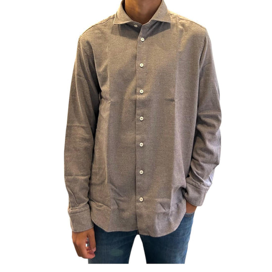 Camicia uomo in flanella Tortora B2338 3 BASTONCINO 