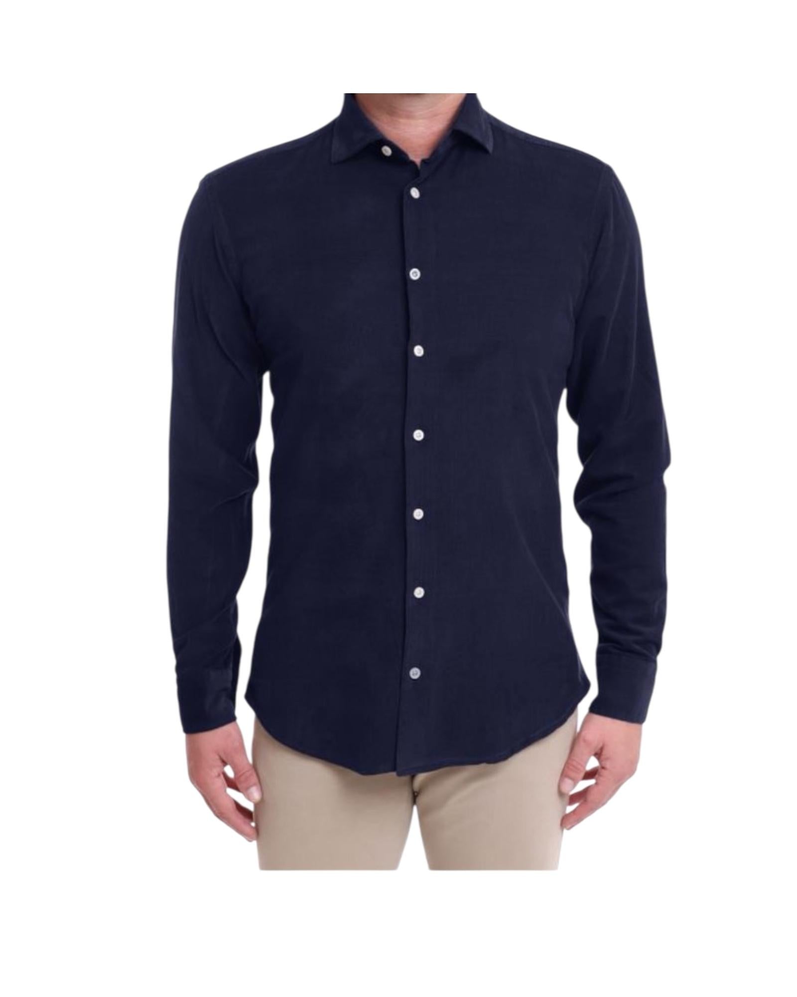Camicia uomo velluto mille righe Blu B1683 9 BASTONCINO 