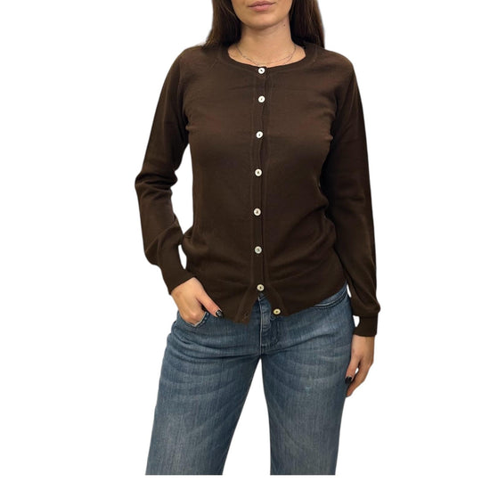 Cardigan girocollo in lana merino Testa di moro CARDIGAN GIROCOLLO TDM AlEXANDRE STONE 