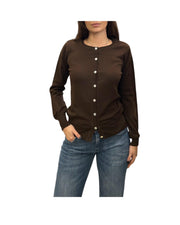 Cardigan girocollo in lana merino Testa di moro