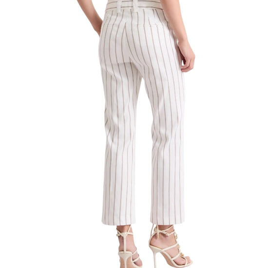 Pantalone in lino e cotone Panna righe marrone FEBO 001 MARELLA 