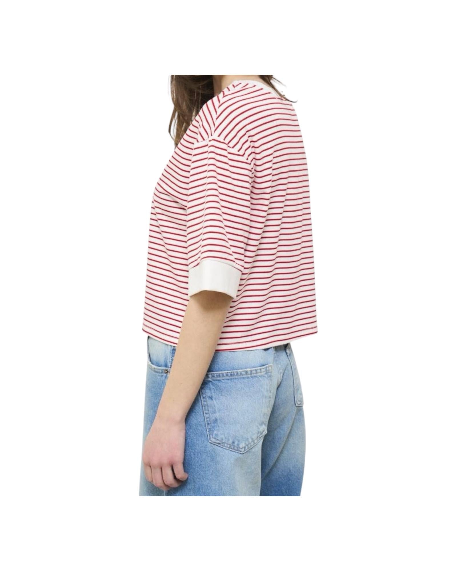 T-Shirt rigata Bianco Rosso TJA N016 003 haveone 