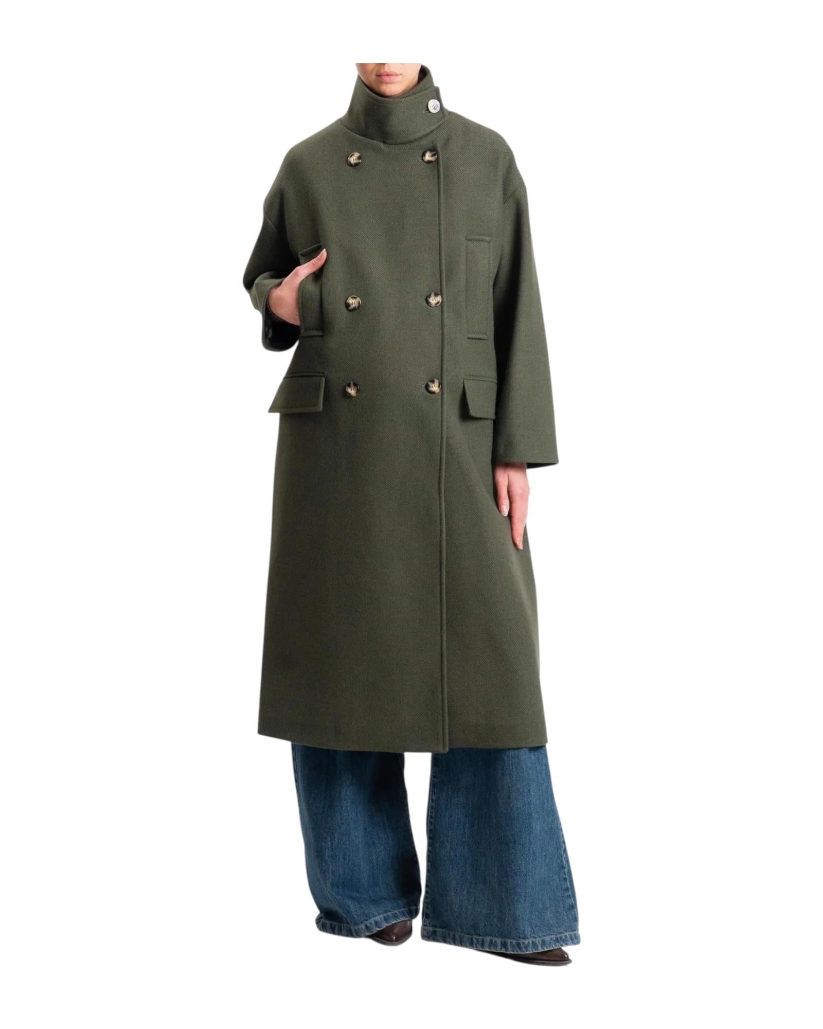 Cappotto doppio petto misto lana Verde militare TF1795 VERDE MILITARE VICOLO 